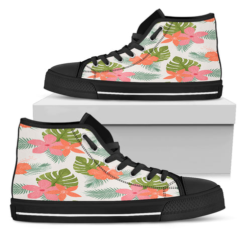 Tropical Jasmin Flower Women High Top Shoes - STUDIO 11 COUTURE