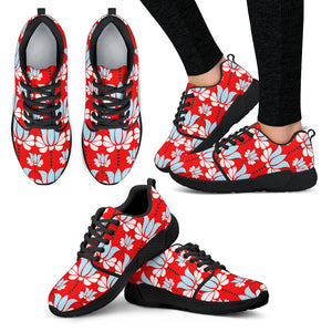 Art Deco Red Floral Women Athletic Sneakers