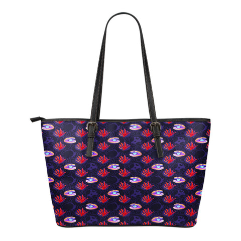 Mermaid Themed Design C9 Women Small Leather Tote Bag