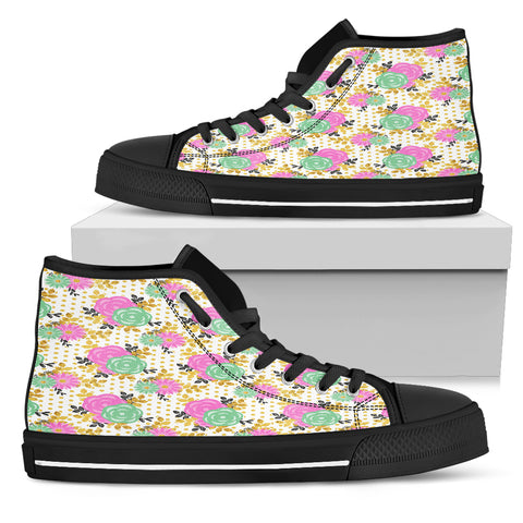Stunning Pink Floral Spring Women High Top Shoes