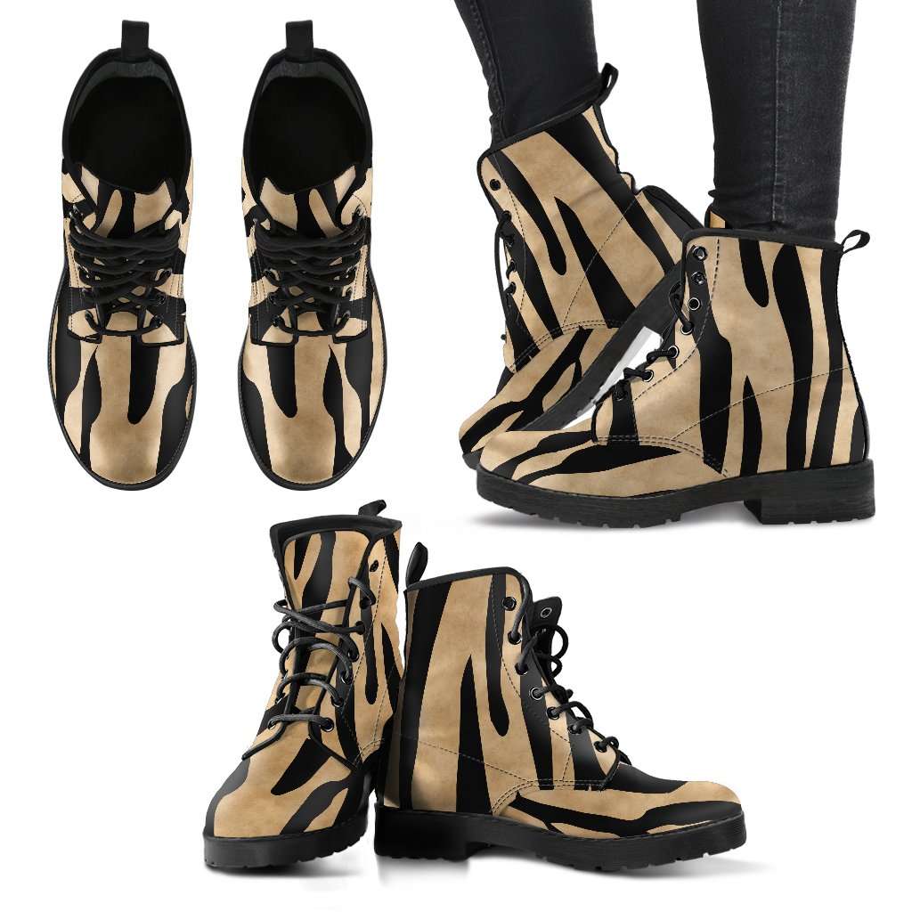 White Tiger Skin Womens Leather Boots - STUDIO 11 COUTURE