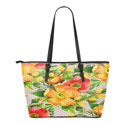 Floral Springs Themed Design C5 Women Large Leather Tote Bag