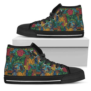 Beauty And The Beast Stained Glass Womens High Top Shoes - STUDIO 11 COUTURE