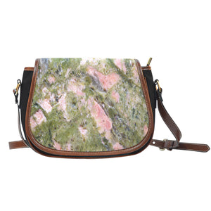 Marble Themed Design 02 Crossbody Shoulder Canvas Leather Saddle Bag