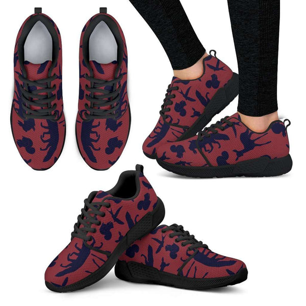 Woodland Creatures Red Womens Athletic Sneakers - STUDIO 11 COUTURE