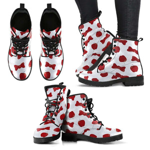 Snow White Apples And Bows Womens Leather Boots
