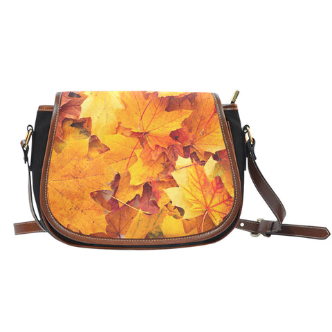 Nature Themed Design 5 Crossbody Shoulder Canvas Leather Saddle Bag