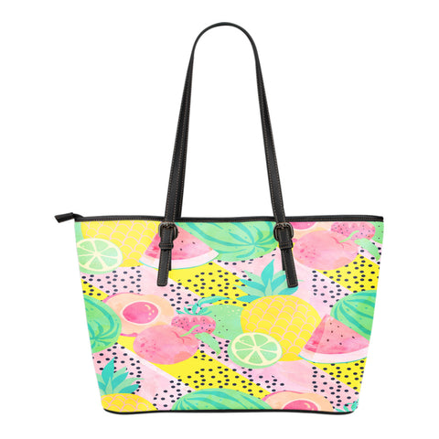 Fruits Themed Design C6 Women Large Leather Tote Bag