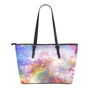 Pastel Galaxy Themed Design C9 Women Small Leather Tote Bag