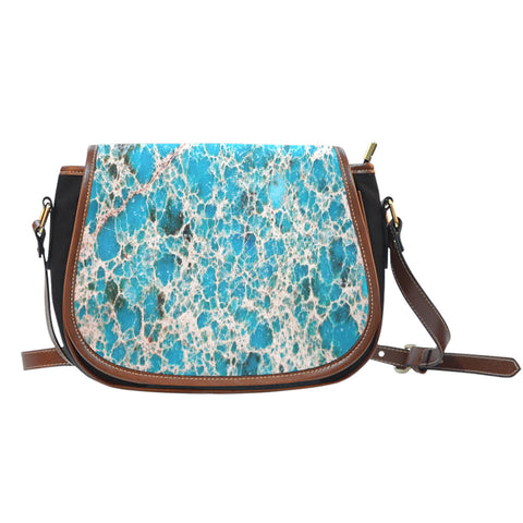 Marble Themed Design 04 Crossbody Shoulder Canvas Leather Saddle Bag