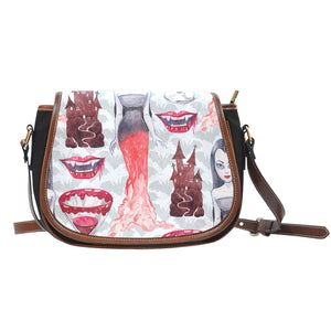 Vampire Themed Design 3 Crossbody Shoulder Canvas Leather Saddle Bag