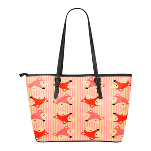Fox 3 Themed Design C4 Women Large Leather Tote Bag