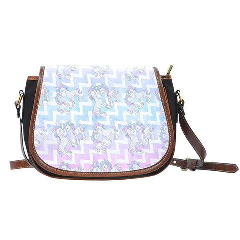 Unicorn Pastel Crossbody Shoulder Canvas Leather Saddle Bag - STUDIO 11 COUTURE