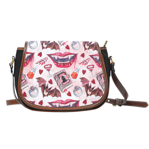 Vampire Themed Design 7 Crossbody Shoulder Canvas Leather Saddle Bag