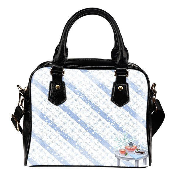 Christmas Themed Design B7 Women Fashion Shoulder Handbag Black Vegan Faux Leather