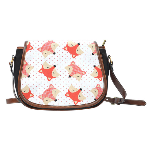 Foxes (F2) Crossbody Shoulder Canvas Leather Saddle Bag