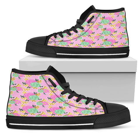 Pretty Pink Floral Spring Women High Top Shoes