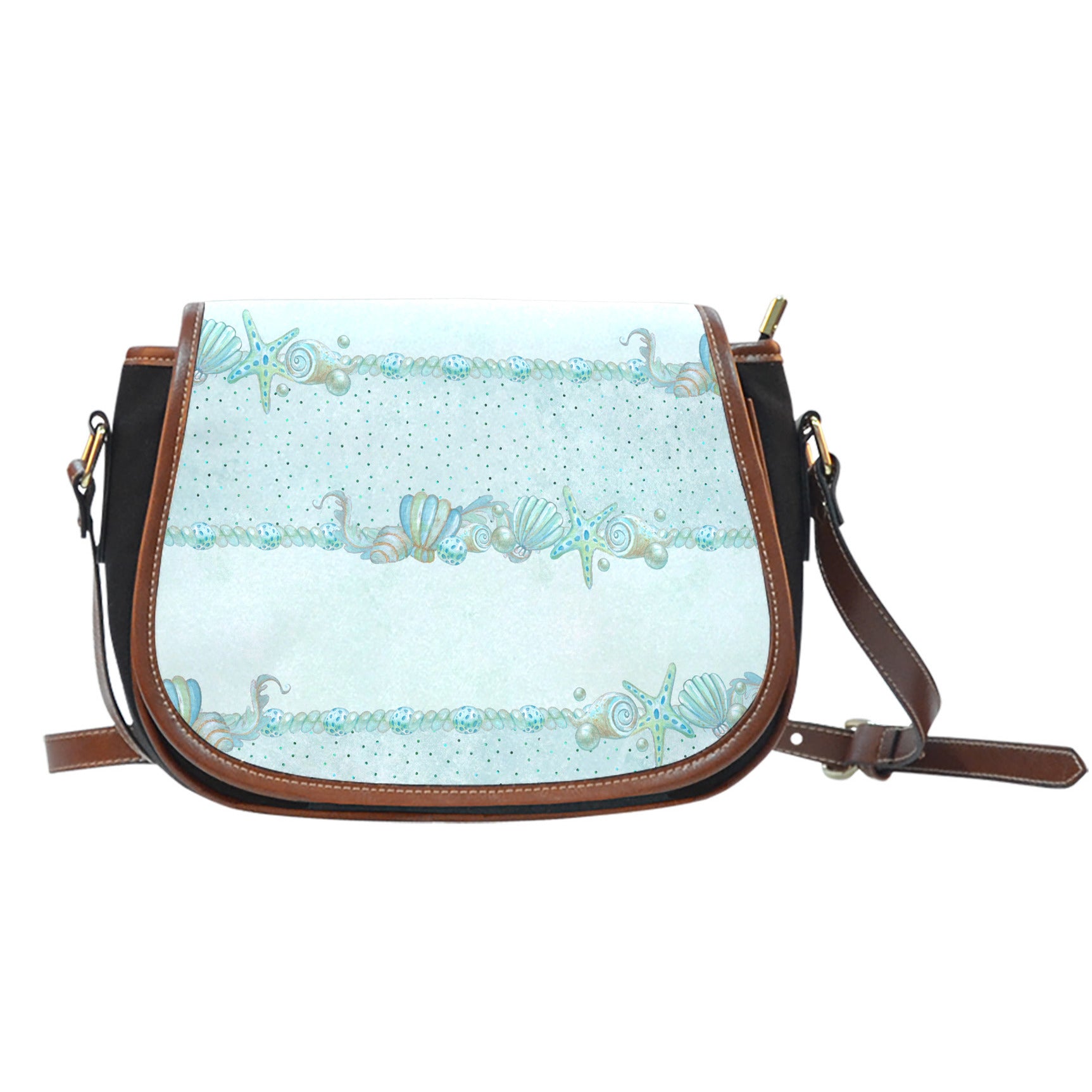Summer Mermaid Themed Design 9 Crossbody Shoulder Canvas Leather Saddle Bag