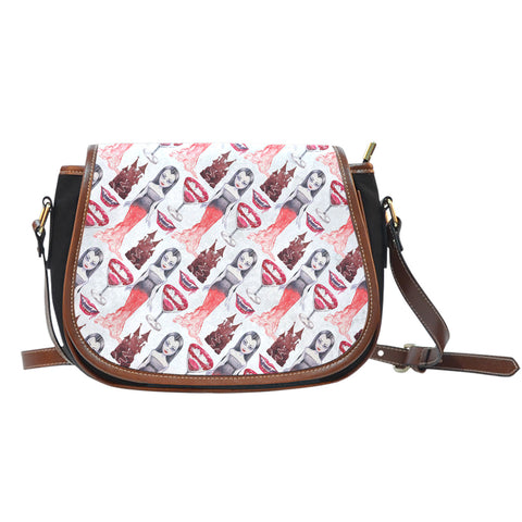 Vampire Themed Design 14 Crossbody Shoulder Canvas Leather Saddle Bag