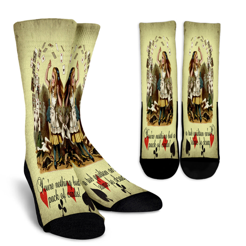 You're Nothing But A Pack Of Cards Alice In Wonderland Crew Socks - STUDIO 11 COUTURE