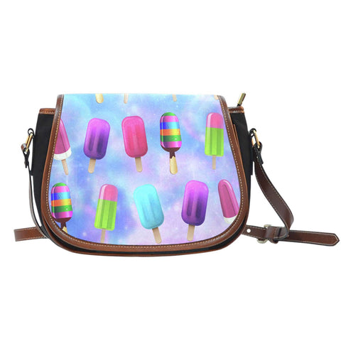Ice Cream 2 Crossbody Shoulder Canvas Leather Saddle Bag