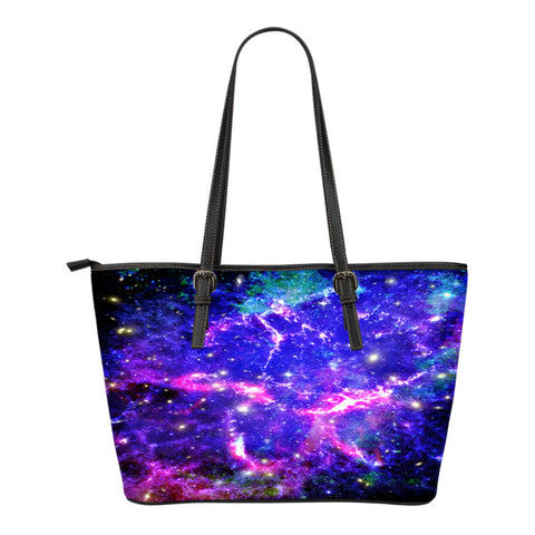 Galaxy Themed Design C4 Women Small Leather Tote Bag
