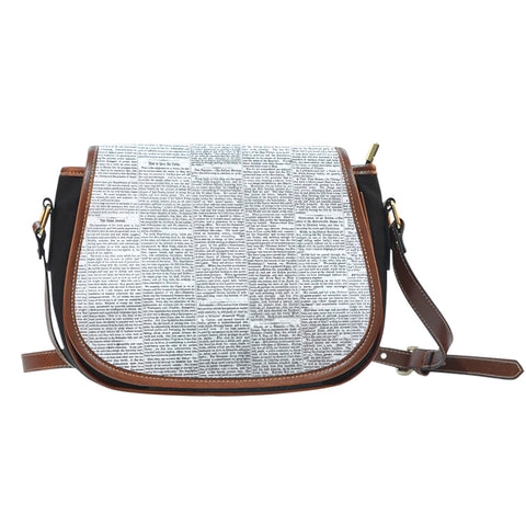 Newspaper (H8) Crossbody Shoulder Canvas Leather Saddle Bag
