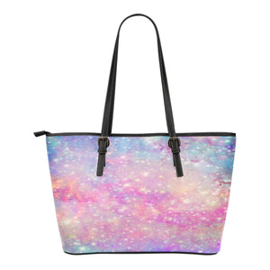 Pastel Galaxy Themed Design C8 Women Small Leather Tote Bag