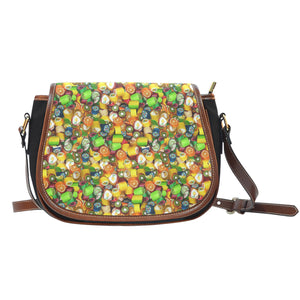 Candy Themed Design #1 Crossbody Shoulder Canvas Leather Saddle Bag