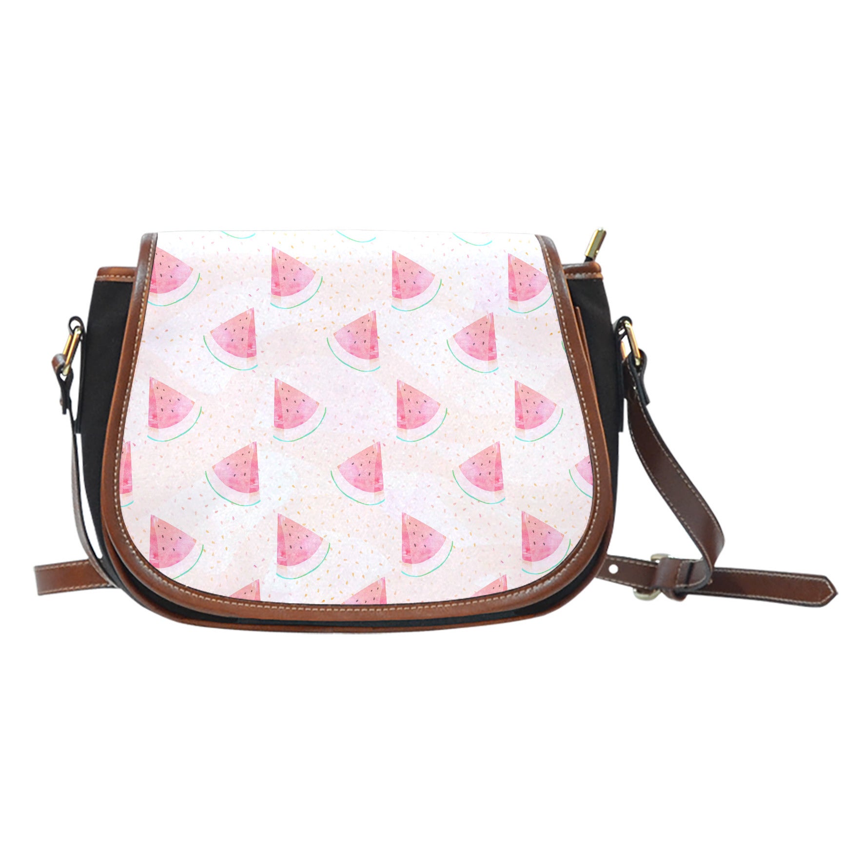 Fruits Themed Design A14 Crossbody Shoulder Canvas Leather Saddle Bag