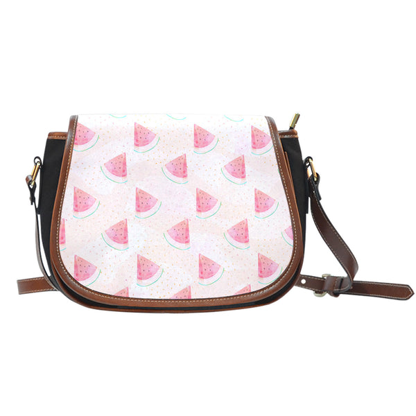 Fruits Themed Design A14 Crossbody Shoulder Canvas Leather Saddle Bag