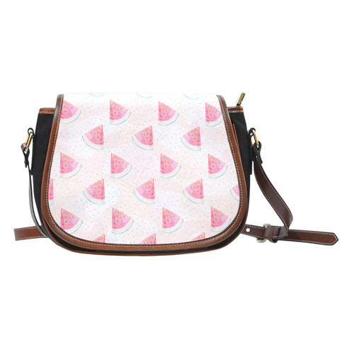 Fruits Themed Design A14 Crossbody Shoulder Canvas Leather Saddle Bag
