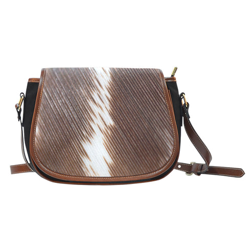 Feather Themed Design #00 Crossbody Shoulder Canvas Leather Saddle Bag