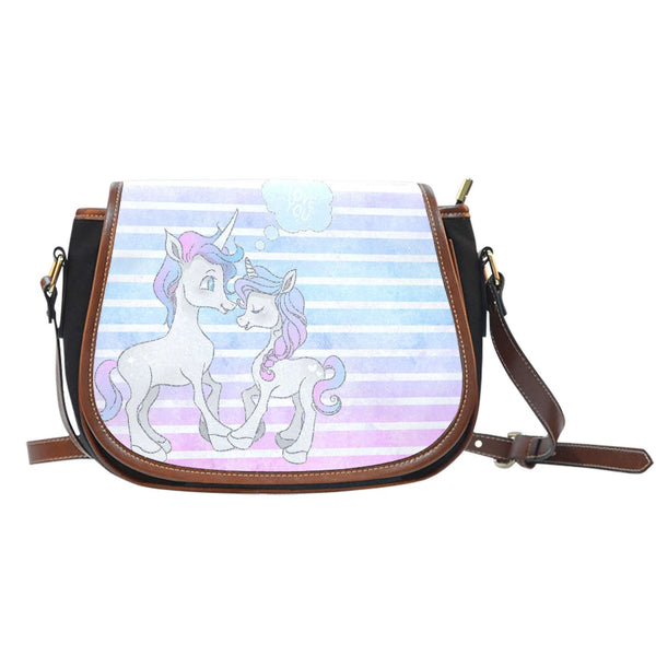 Unicorn In Love Horizon Crossbody Shoulder Canvas Leather Saddle Bag - STUDIO 11 COUTURE