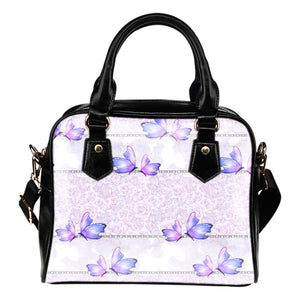 Lady Butterfly Themed Design B7 Women Fashion Shoulder Handbag Black Vegan Faux Leather