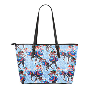 80s Fashion Themed Design C3 Women Small Leather Tote Bag