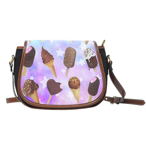Ice Cream 9 Crossbody Shoulder Canvas Leather Saddle Bag