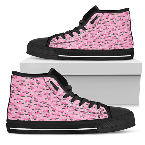 Small Pink Rose Women High Top Shoes
