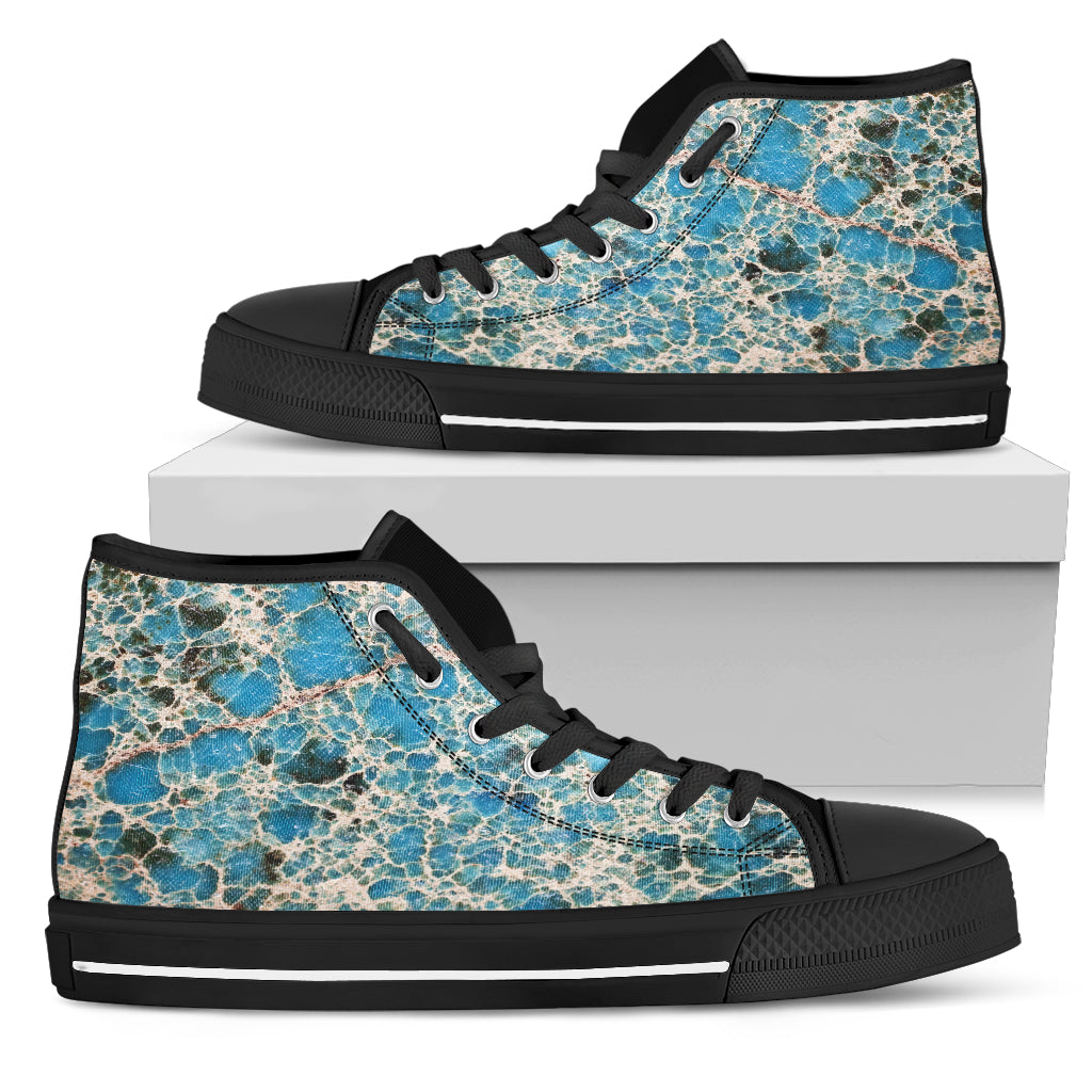 Dirty Cracked Marble Tile Women High Top Shoes