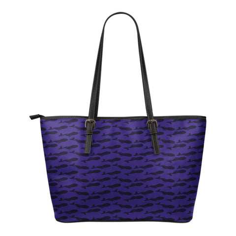 Mermaid Themed Design C1 Women Small Leather Tote Bag