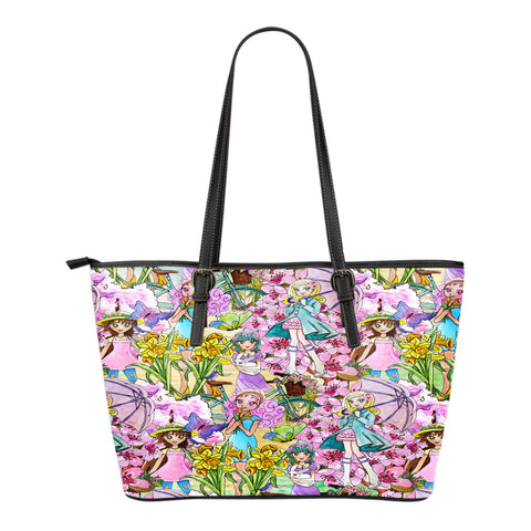 Spring Paper Themed Design C2 Women Small Leather Tote Bag
