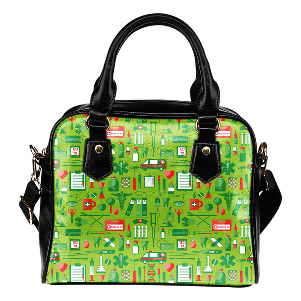 Doctor Themed Design #B12 Women Fashion Shoulder Handbag Black Vegan Faux Leather