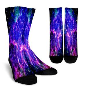 Purple Nebula Galaxy Crew Socks