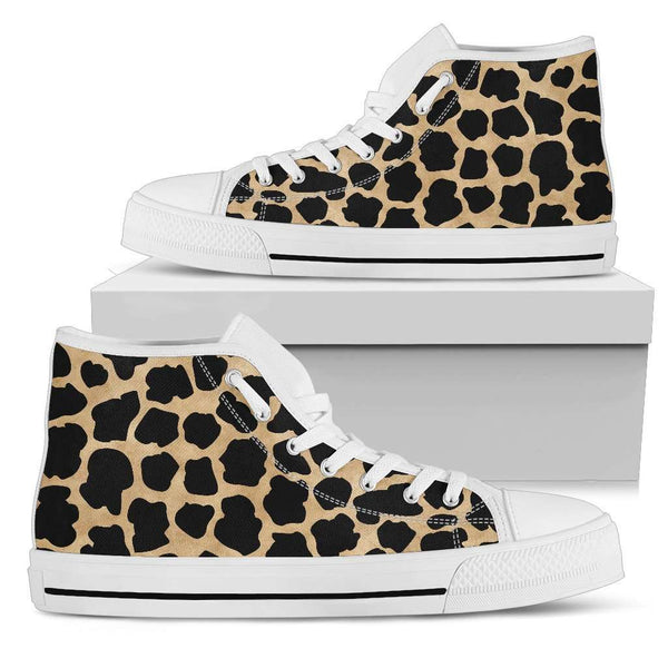 White Leopard Skin Womens High Top Shoes - STUDIO 11 COUTURE