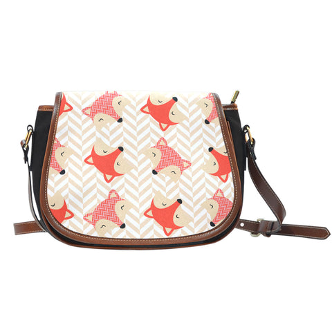Foxes (F6) Crossbody Shoulder Canvas Leather Saddle Bag