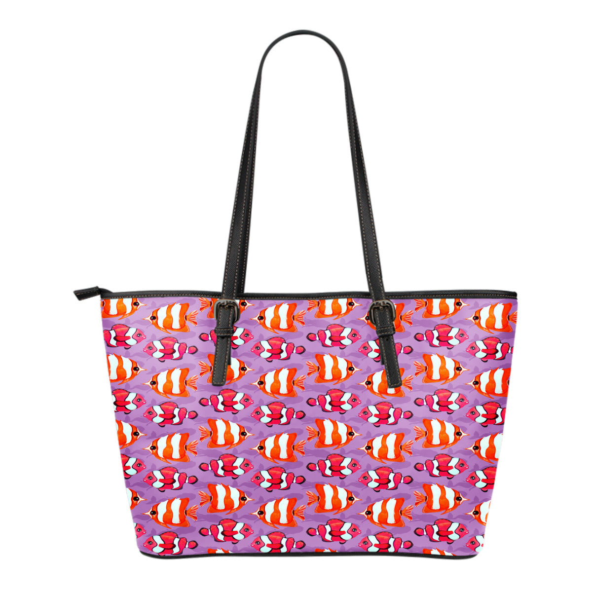 Mermaid Themed Design C2 Women Small Leather Tote Bag