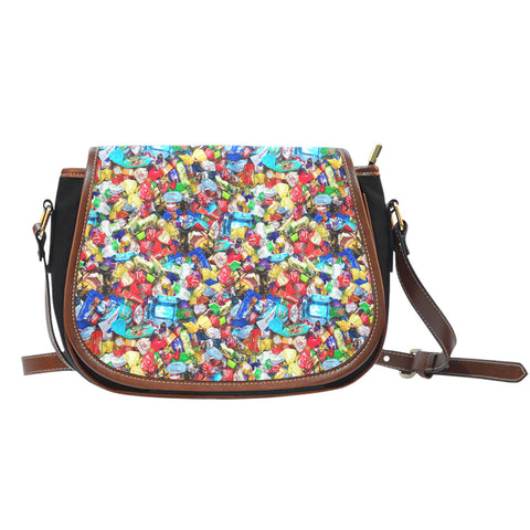 Candy Themed Design #3 Crossbody Shoulder Canvas Leather Saddle Bag