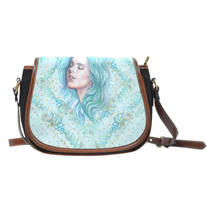 Summer Mermaid Themed Design 4 Crossbody Shoulder Canvas Leather Saddle Bag