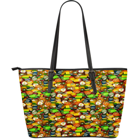 Candy Themed Design C1 Women Large Black Faux Leather Tote Bag