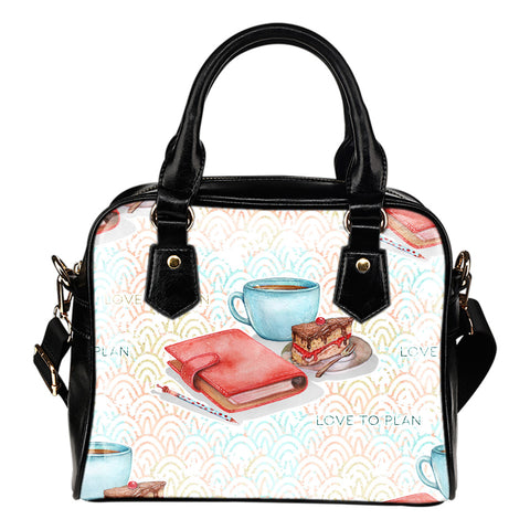 Crafter Fashion Themed Design B13 Women Fashion Shoulder Handbag Black Vegan Faux Leather